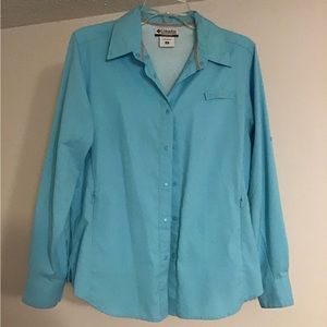 Women's COLUMBIA Sportswear hiking Turquoise Golf Vented Shirt Size M